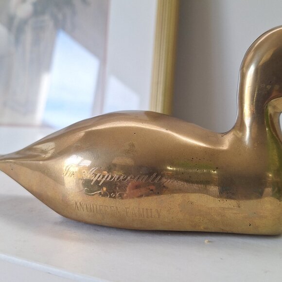 Vintage Brass Duck decoy statue sculpture figurine *has flaw* - Picture 4 of 5